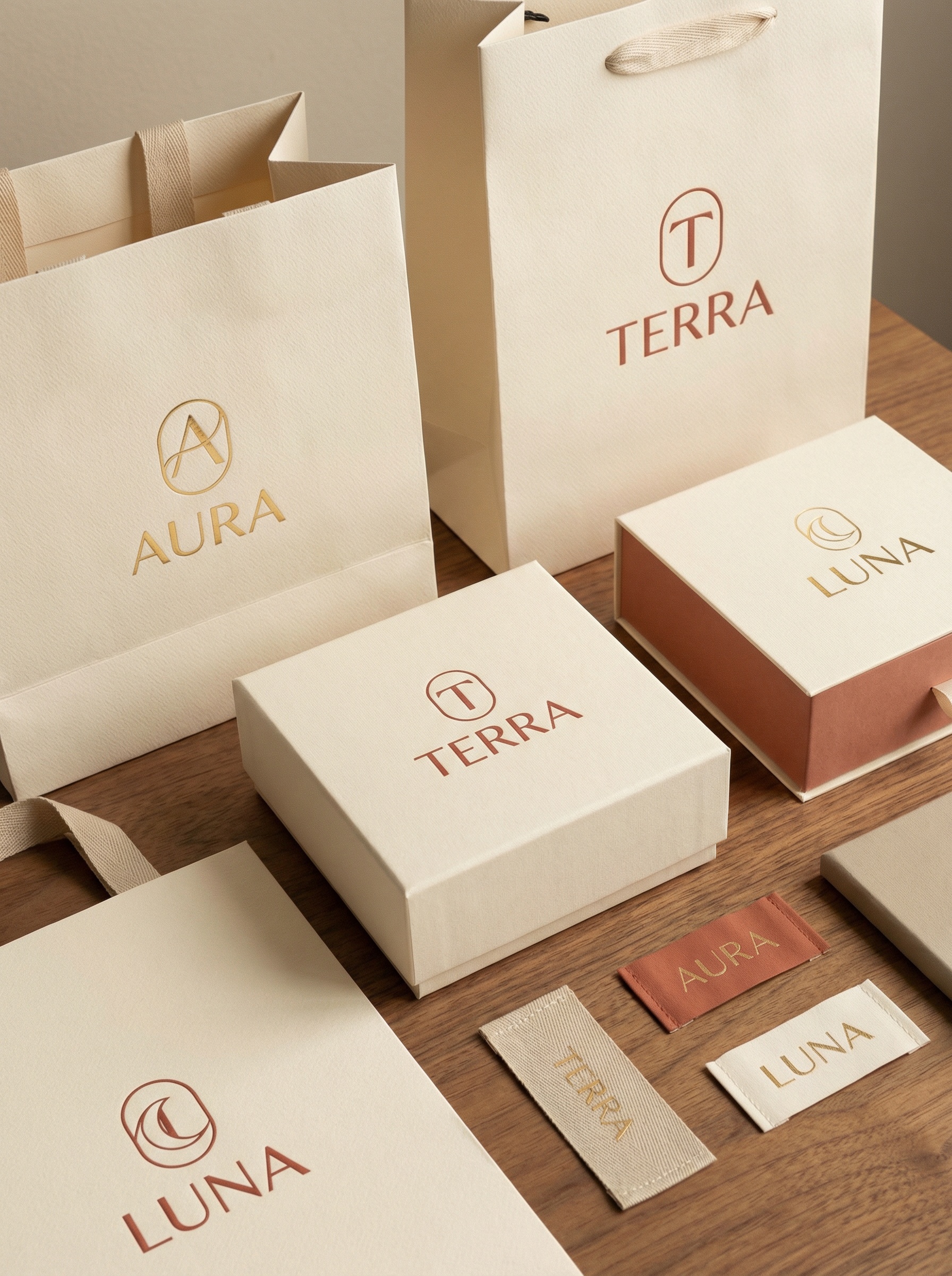 Enhanced logo placed naturally on AI-generated product photos